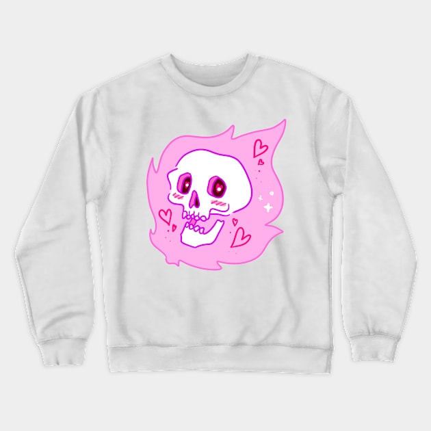 Pink Flame Skull Crewneck Sweatshirt by saradaboru